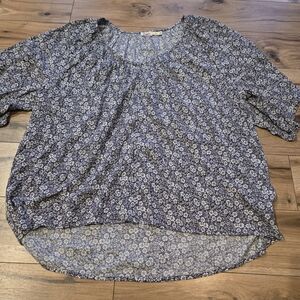 Faherty Blue and White Floral Blouse